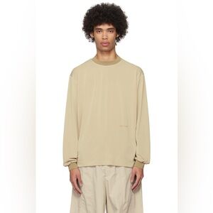BIRROT Beige Lay1 Boxy Long Sleeve T-Shirt Size 3=L Large Made In Korea
